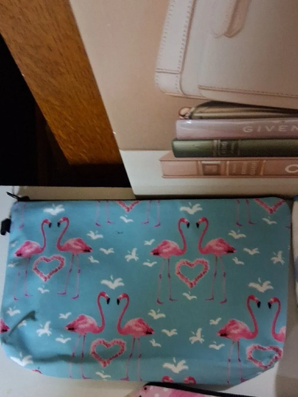Set of 3 Floral & Flamingo Cosmetic Pouches - Pink, Teal, White